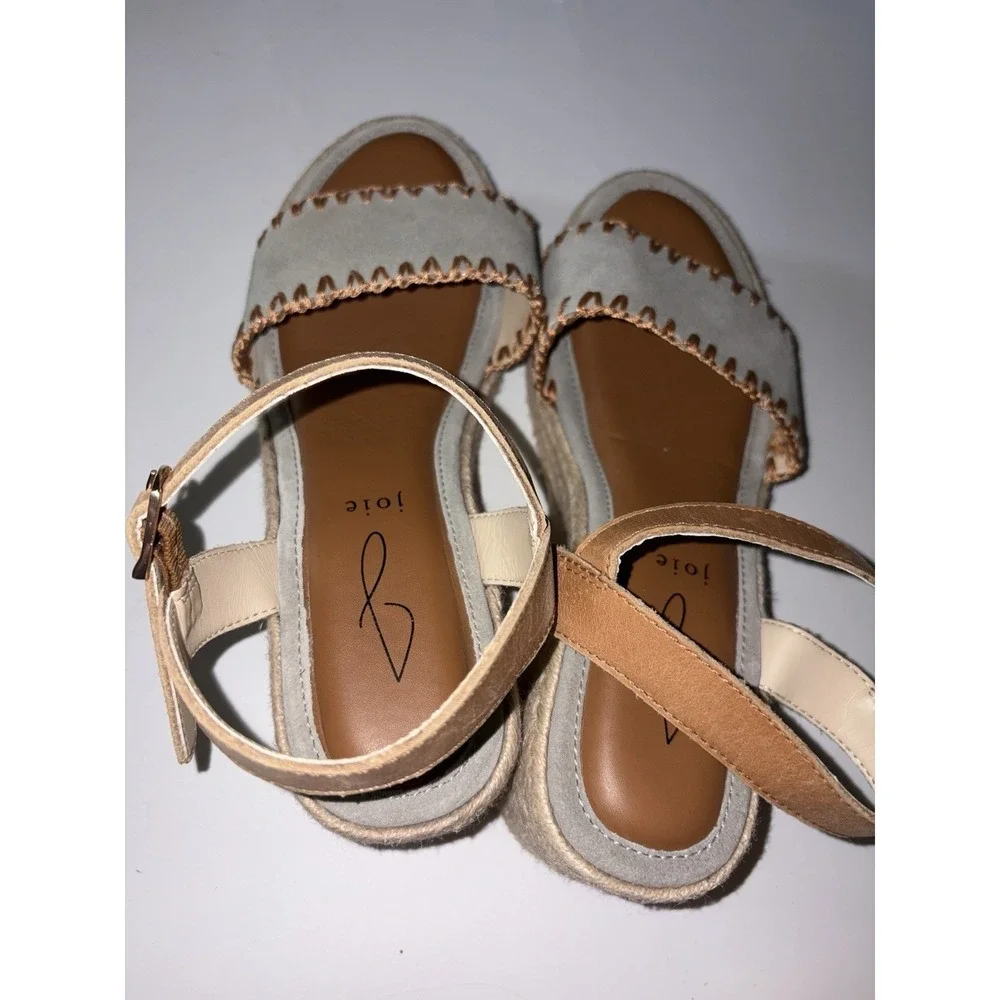 Joie Wedge Suede Espadrille Sandals Size 6.5-7- Ankle Strap